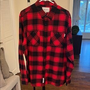 Carhartt WIP Red and Black Plaid Button-Down Shirt